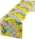 Lemon Table Runner,Spring Summer Seasonal Yellow Blue Table Runner for Kitchen Dining Table Home Party Decoration 13x36 Inch