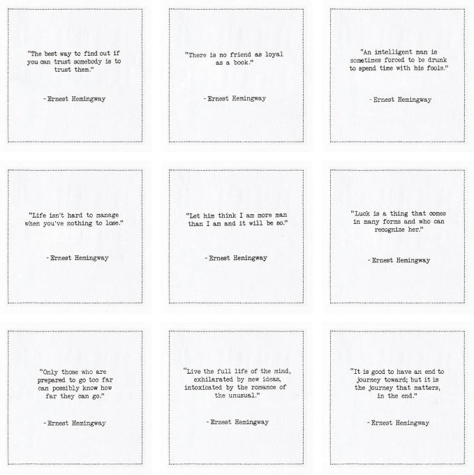 Five Star Napkins Hemingway Quotes, White Cotton Cocktail Napkins, Beverage Napkins, Bar Napkins, Cloth Napkins, Party Napkins, Events, Holidays, Weddings, Birthdays, Disposable, 4.5" x 4.5"- (50x)