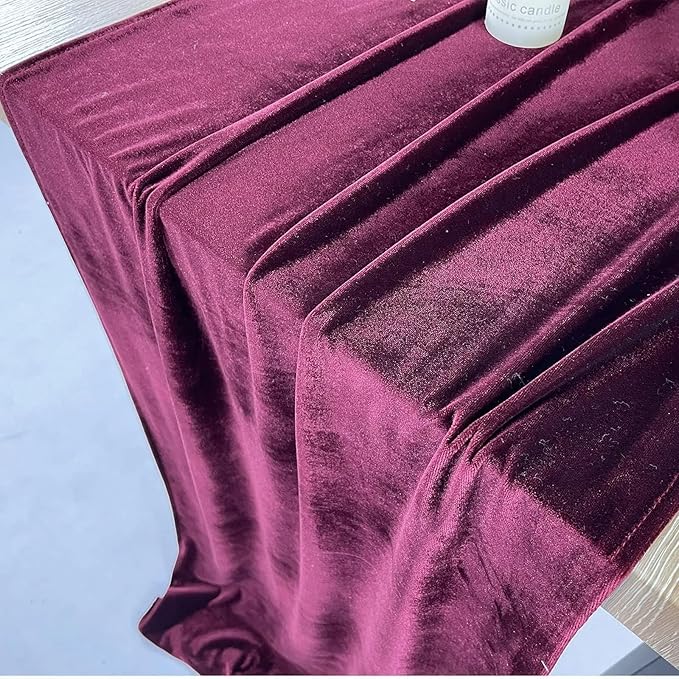 Luxurious Velvet Table Runner, 10ft Wedding Reception Decorations, 20x120inch Soft Velvet Fabric, Table Linen Overlay, Wedding Table Runners (Burgundy, 20X120inch, 5pack)