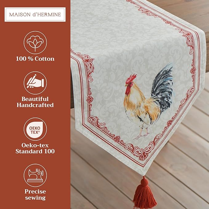 Maison d' Hermine Table runner 100% Cotton Double Layer Table Runners 108 inches long Decorative for Home Kitchen Dining Party Baby Shower Wedding Bridal Shower Spring Summer (Campagne, 14.50" x 108")