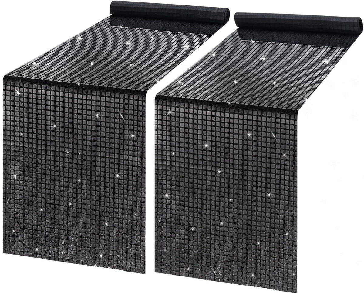 Disco Party Table Runners 6 Packs 12 x 72 Inches - Black Sequin Table Runners...