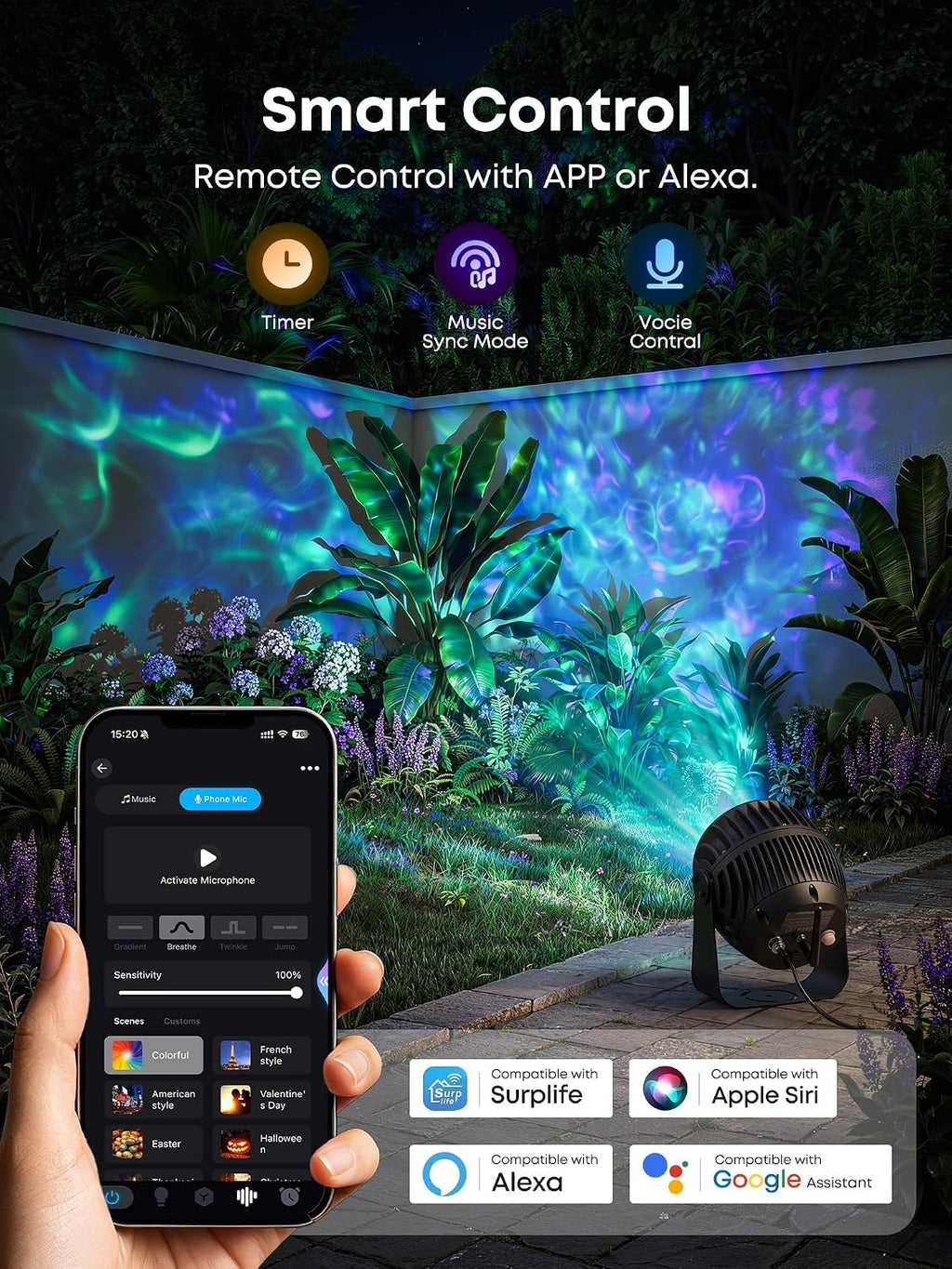 pikoy halloween projector outdoor with app, halloween decorations, close-up detail