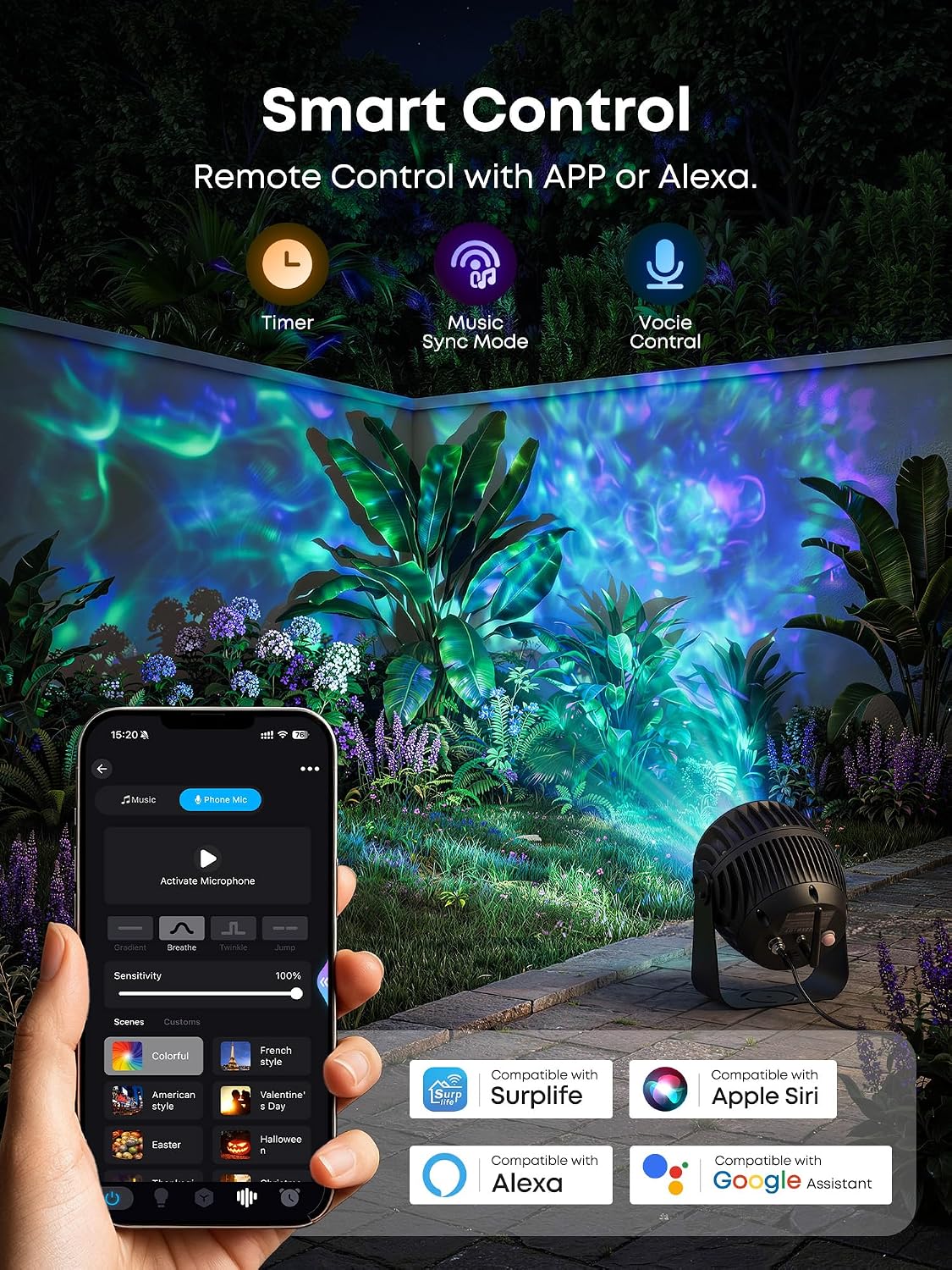 pikoy halloween projector outdoor with app, halloween decorations, close-up detail