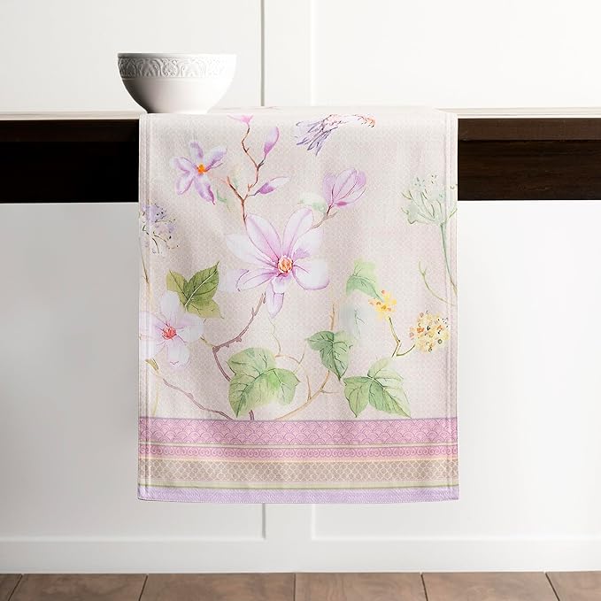 Maison d' Hermine Table Runner 100% Cotton Double Layer Table Runners 72 inches Long Decorative for Home Kitchen Dining Party Wedding Bridal Shower Spring Summer (Magnolia Mornings, 14.50" x 72")