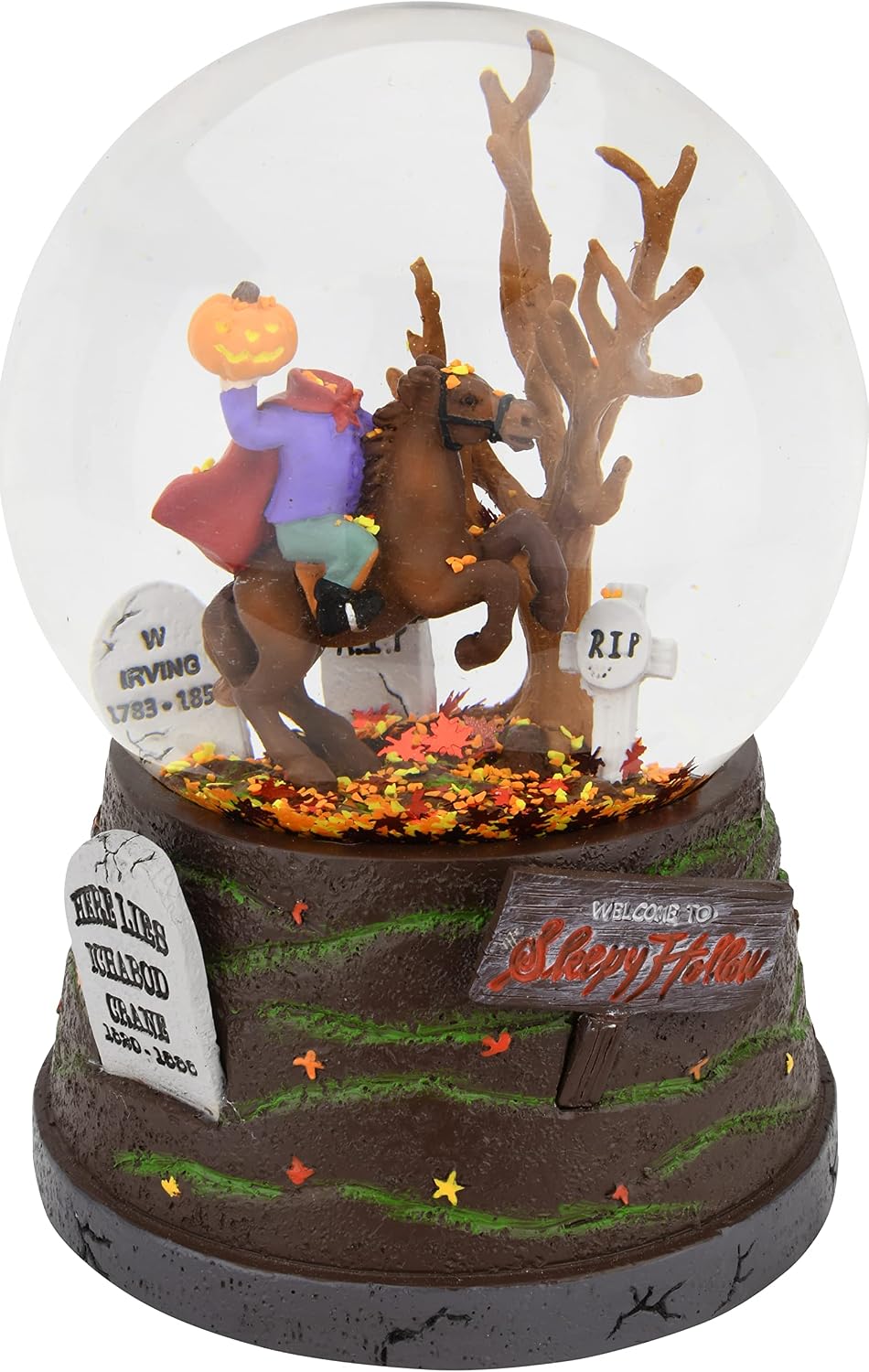 Tree Buddees Sleepy Hollow Fall Themed Headless Horseman Halloween Snow Globe - Large 6.5"