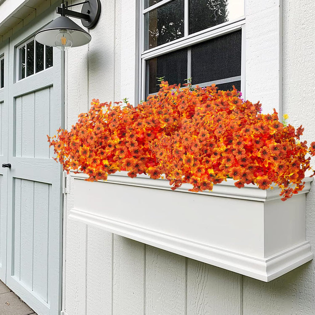 grunyia 16 bundles artificial fall flowers for outdoors on a desk or shelf