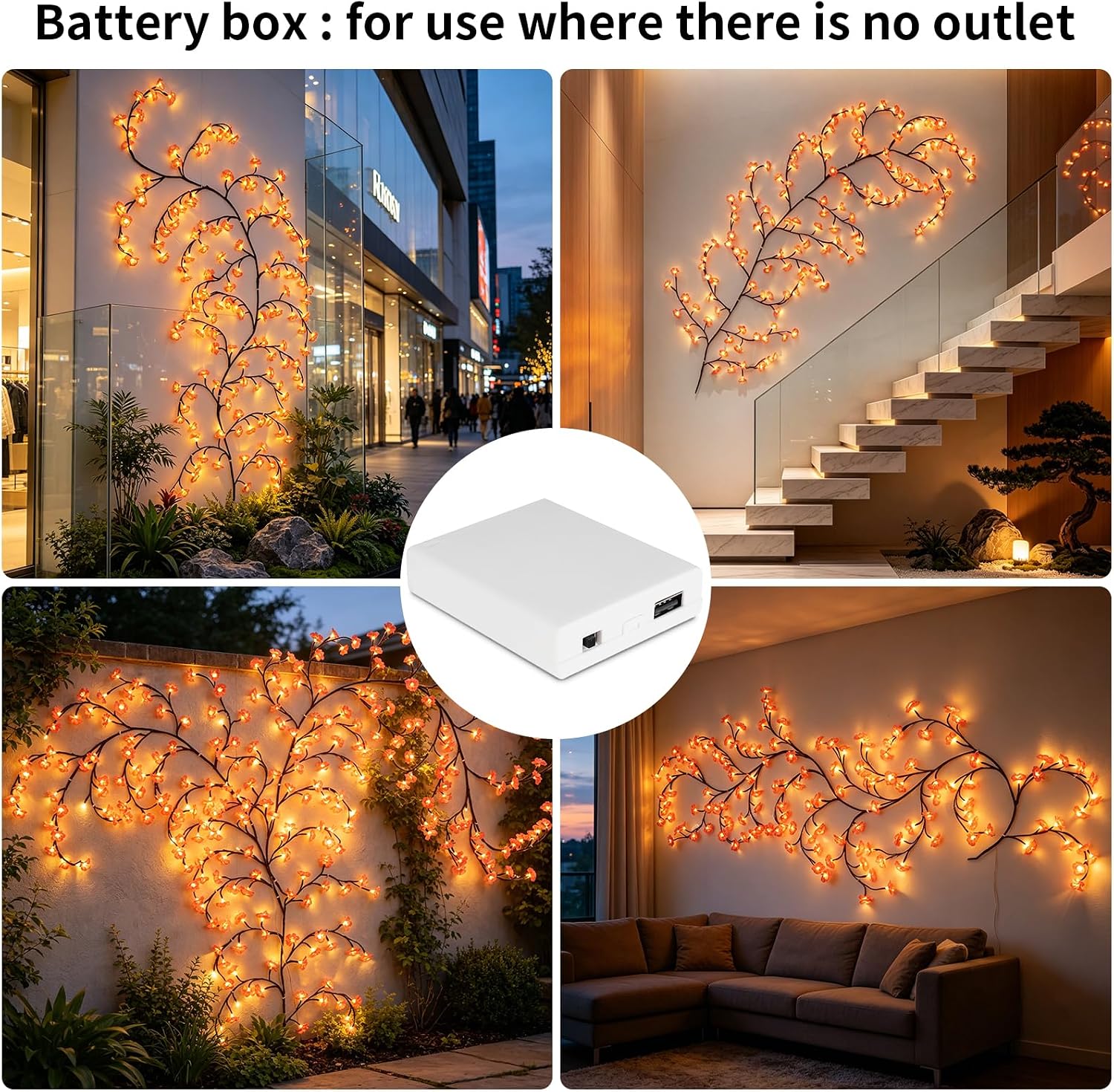 FNHMSL Cherry Enchanted Willow Vine Lights, 4FT 48LED Pink Cherry Blossom Tree Branch Lights for Wall, Remote Timer,8 Light Model,Bedroom Wall Doors Wedding, Christmas, USB Battery Box