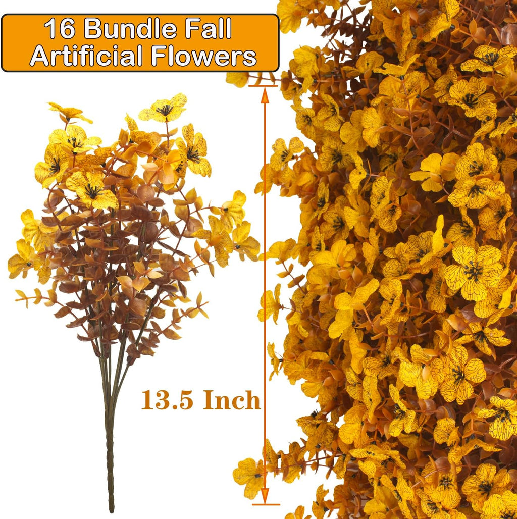 grunyia 16 bundles artificial fall mums outdoor uv, close-up detail