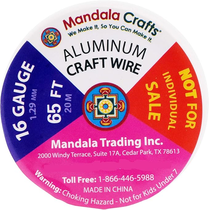 Mandala Crafts 16 Gauge Anodized Aluminum Craft Wire for Jewelry Making – 390 FT Colored Flexible Silver Copper Purple Gold Brown Red Wire - Bendable for Bonsai Armature Crafting Sculpting