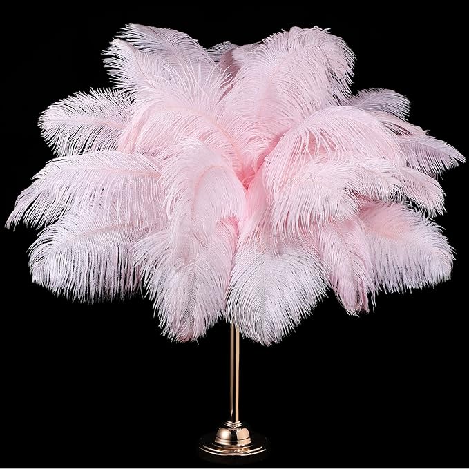 Retrowavy 30 Pcs 18-20 Inch Large Natural Ostrich Feathers Bulk for Centerpieces for Wedding Party Centerpieces Home Decoration Flower Arrangement (Pink)