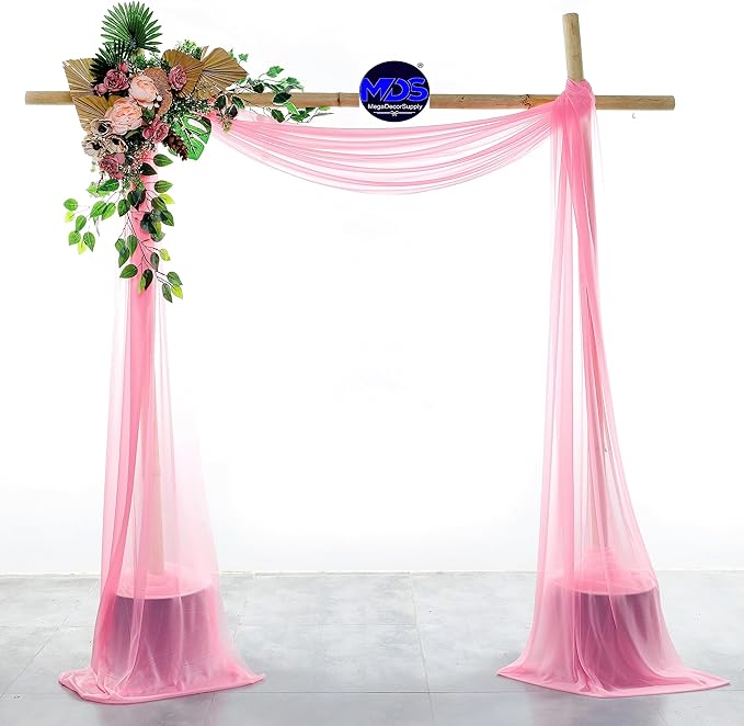 MDS Halloween Chiffon Draping Fabric - 1 Panel, 30" Wide x 100ft Long - Sheer Spooky Arbor & Canopy Drapery for Haunted House Backdrops, Party Ceilings, DIY Costumes & Themed Events - Coral
