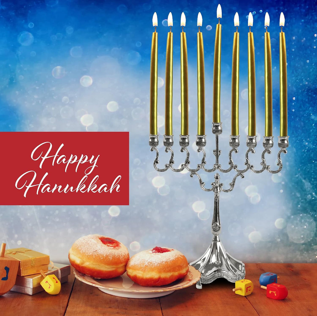 Ner Mitzvah Dripless Chanukah Candles, Hanukkah Candles Fits Most Menorahs, Premium Quality Wax for All 8 Nights of Hanukkah - Metallic Gold, Standard Size - 45 Count