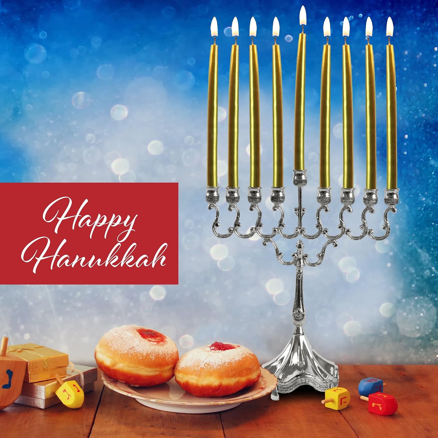Ner Mitzvah Dripless Chanukah Candles, Hanukkah Candles Fits Most Menorahs, Premium Quality Wax for All 8 Nights of Hanukkah - Metallic Gold, Standard Size - 45 Count