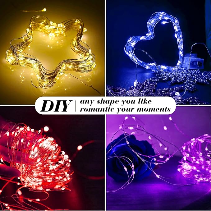 ZGWJ 12 Pack Fairy Lights Battery Operated, 7ft 20 Mini LED Fairy String Lights Silver Wire 3 Modes for DIY, Parties, Wedding, Bedroom, Halloween Christmas Decoration Mixed-Color