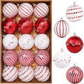 TranquilBliss Christmas Ball Ornaments, 3.14’’ 15 PCS Christmas Tree Decorations, Pre-Strung Hanging Balls Decorations for Xmas Tree, Wreath, Garlands, Holiday Party Home Decor (Red and White)