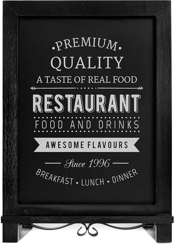HBCY Creations Rustic Black Wooden Tabletop Chalkboard with Legs/Vintage Wedding Table Sign/Small Kitchen Countertop Memo Board/Antique Wooden Frame (12" x 17", 4- Black)