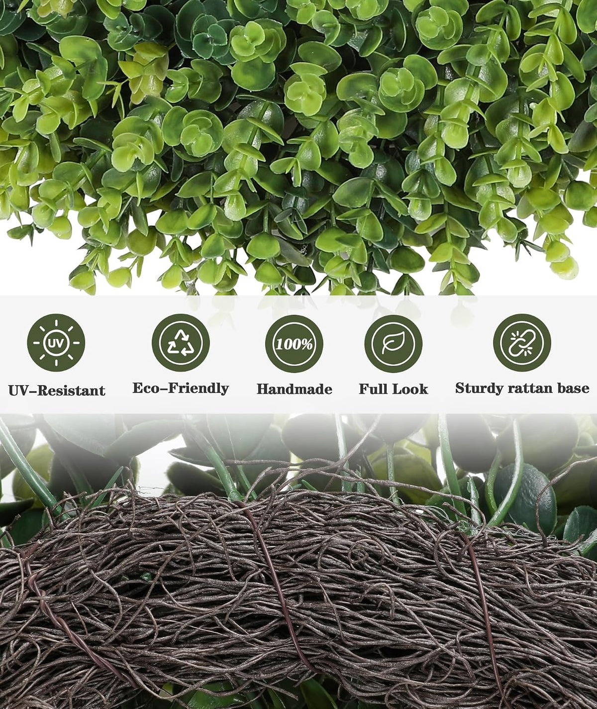 24inch boxwood wreaths for front door all seasons showing dimensions