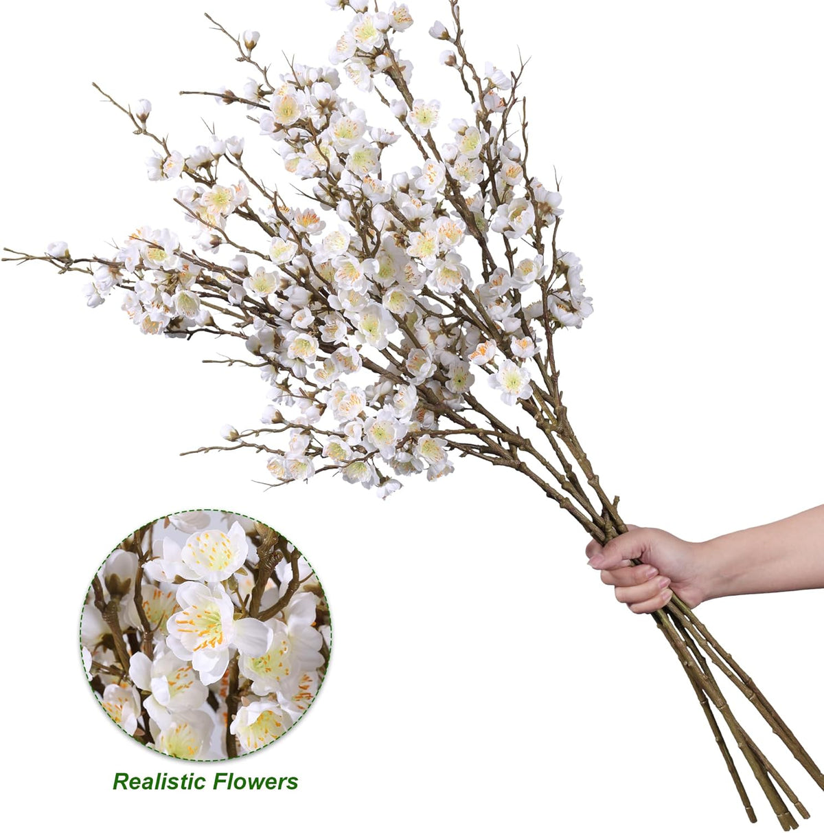 florisso 6 pcs artificial cherry blossom branches spring showing dimensions