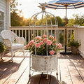 Vintage Rustic Birdcage Planter Stand, Farmhouse Distressed Decorative Metal Round Plants Holder, Outdoor Garden Flower Pot for Climbing Plants, Home Patio Yard Balconies Decor