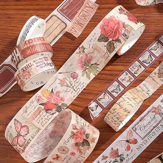 18 Rolls Washi Tape Set for Crafts and Journaling DIY Vintage Floral Tape Scrapbooking Supplies washi Tape for journaling Decorative Tape for Crafts
