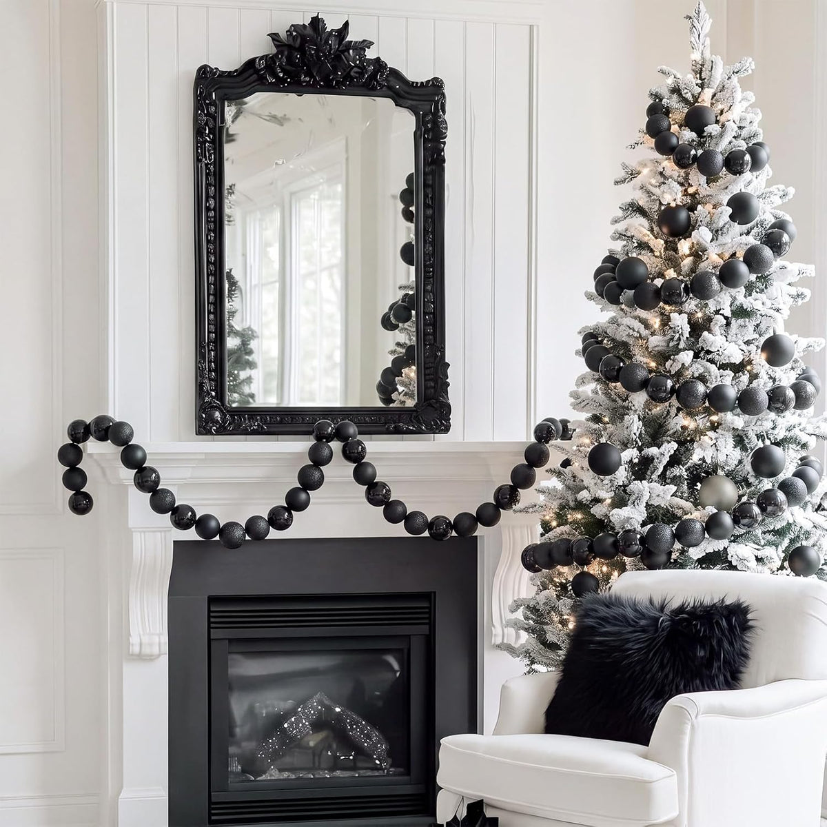 jenaai 3 pcs 6 ft black christmas ball, side view