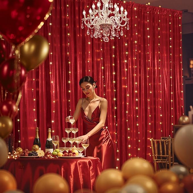 20ftx10ft Red Sequin Backdrop Curtain Panels for Parties, 4 Panels Wrinkle Free Glitter Photo Backdrop Drapes Shimmer Back Drop Cloth for Wedding Birthday Christmas Photography Background