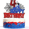 1 PCS Happy 4th Birthday Cake Topper Glitter Spider Web Cheers to 4 Years Four Birthday Cake Pick Superhero Spider Party Decorations for Boys Girls Happy 4th Birthday Party Cake Decorations Supplies