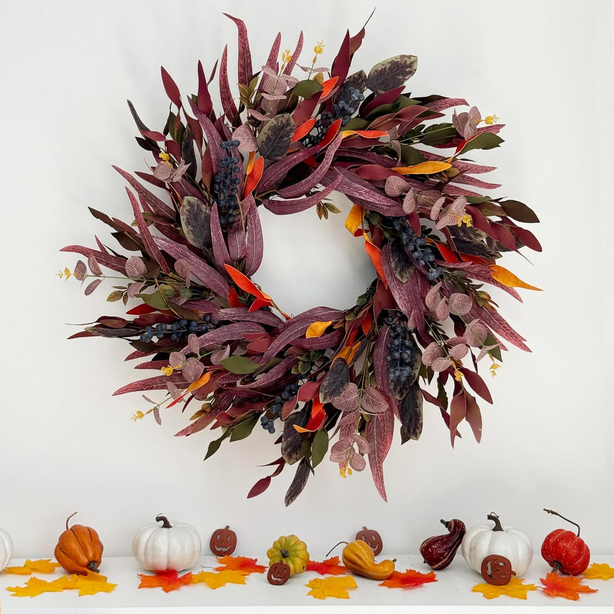 26 inch fall wreaths for front door, eucalyptus shown in use