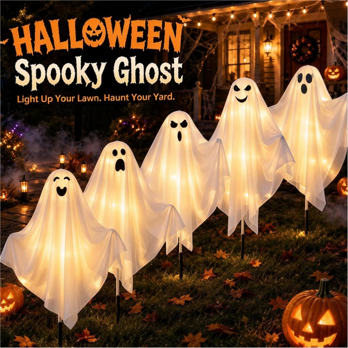 halloween decorations outdoor - solar ghost light for shown in use