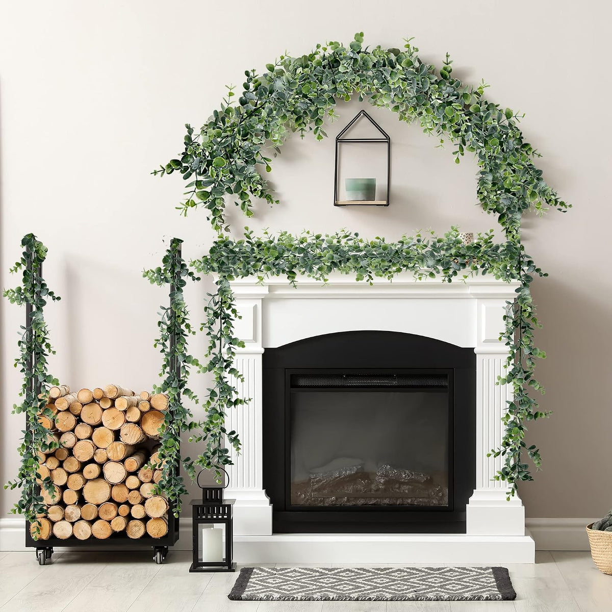 sggvecsy artificial eucalyptus garland 8 pack fake eucalyptus, side view
