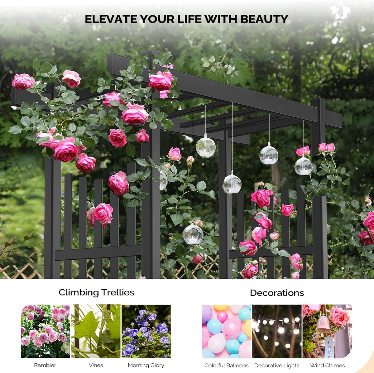 VINGLI Garden Arbor, PVC Wedding Arch for Ceremony Party, Garden Trellis for ...