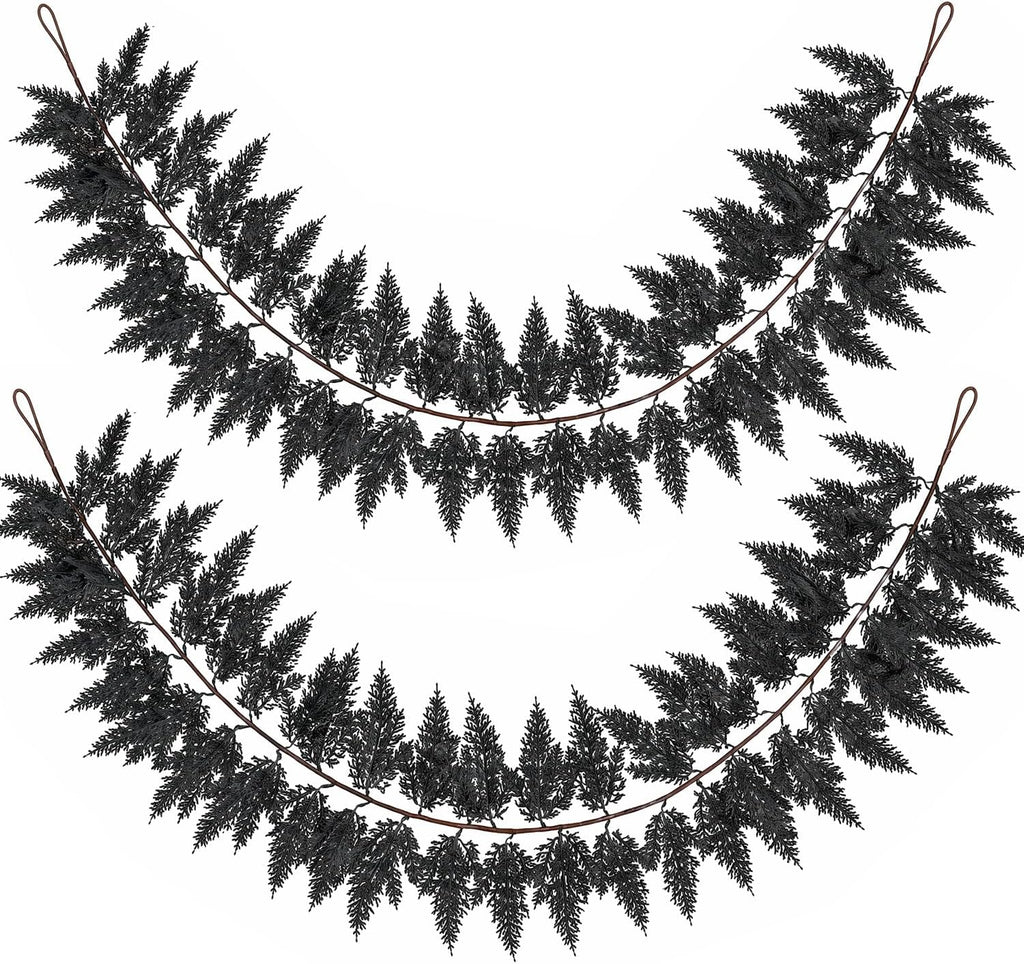5.91 ft black halloween cedar pine garland, realistic, main product view