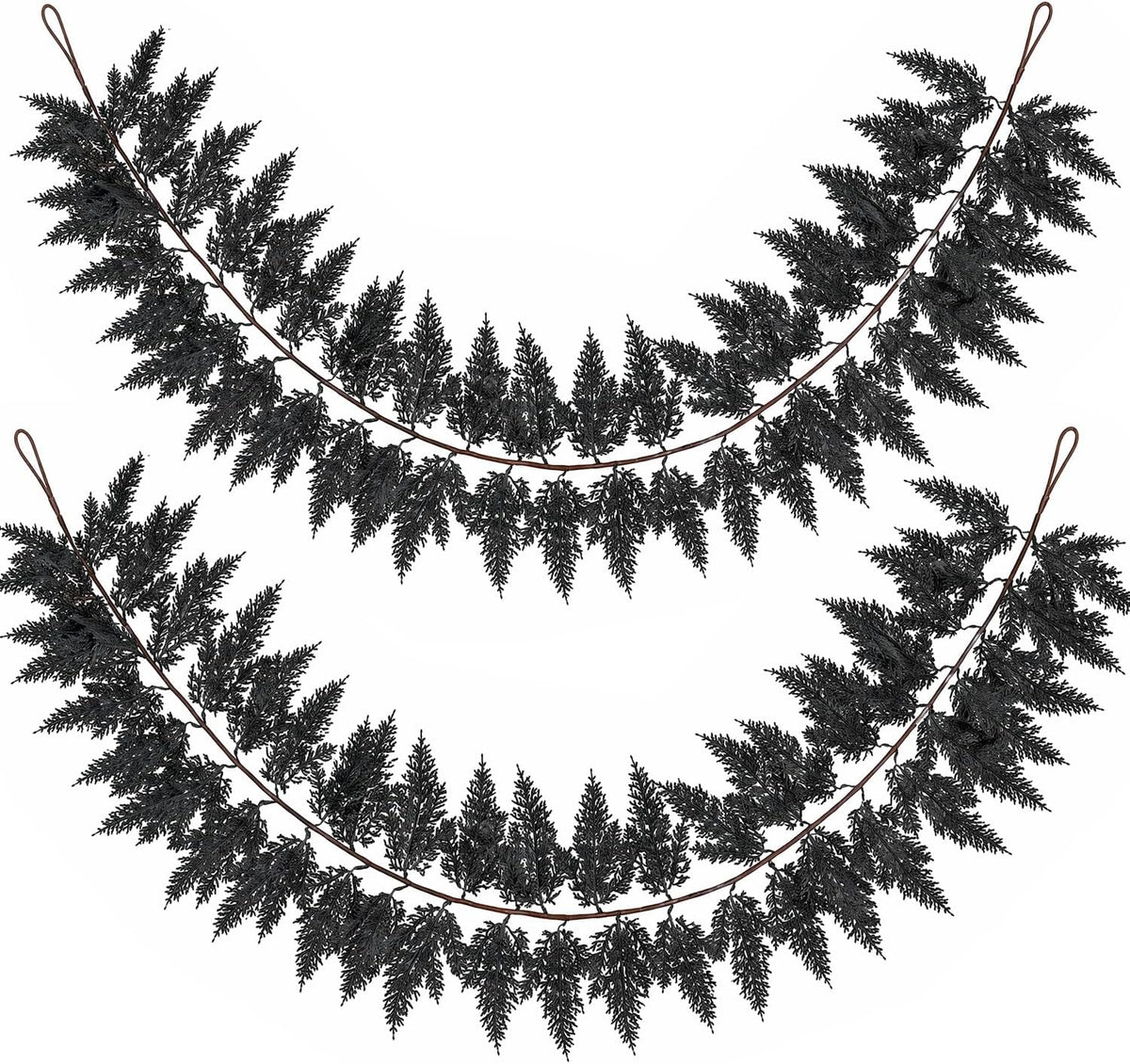 5.91 ft black halloween cedar pine garland, realistic, main product view