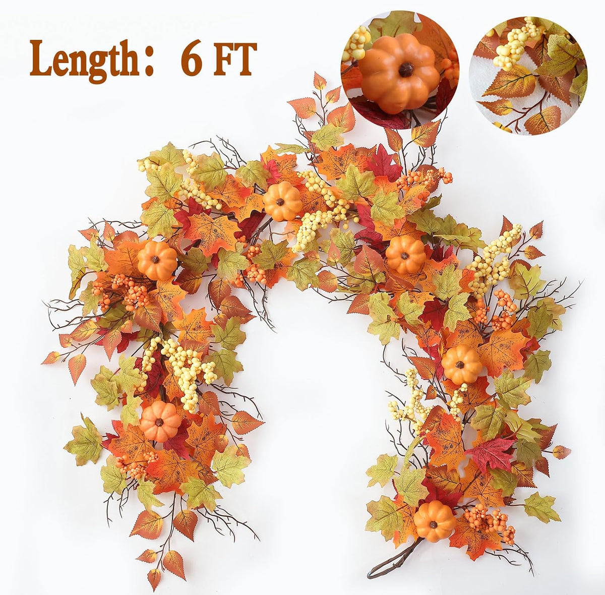 mizii fall decor artificial maples leaf pumpkin garland shown in use