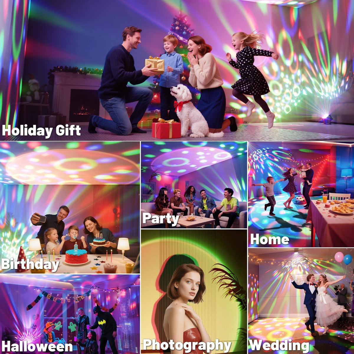 2-Pack Sunset Lamp Disco Ball Party Lights - Sound Activated LED Strobe &...