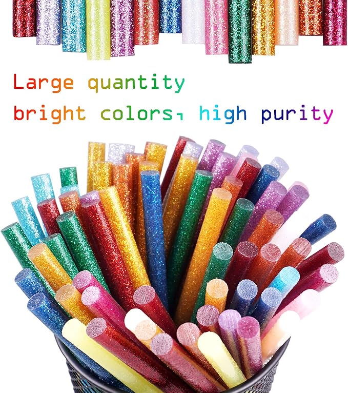 Gwybkq Mini Glitter Hot Glue Sticks 14 Colored for DIY Art Craft,4 inches 80 pcs