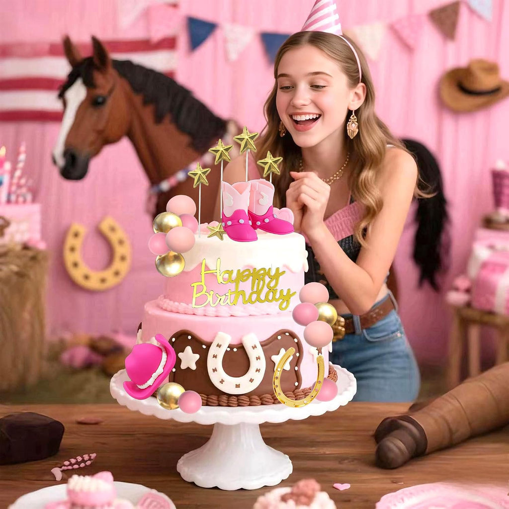 Cowgirl Cake Topper, Tyotrbs 25pcs Cowgirl Cake Decoration Country Girl Cake Topper Cowgirl Boots Cake Decor Cowboy Western Birthday Decor Cowgirls Hat Birthday Party Decor for Western Theme Party