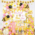bee 1st birthday party decorations for girl, yellow, main product view