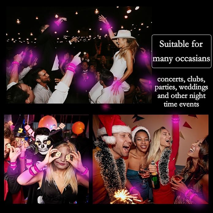 100 Pcs LED Bracelets Sound Activated with Flashing LED Strobe Music Control Light Up Bracelets for Rave, Game Prizes, Birthday Party Favor,Valentine's Day gift