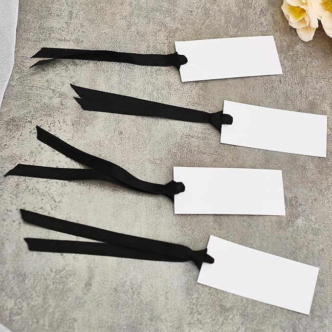 60pcs Name Cards for Table Setting, Place Cards, Wedding Place Cards.Wedding Name Tags.Present Tags with String Attached.and Reserved Signs for Wedding Seating (Black)