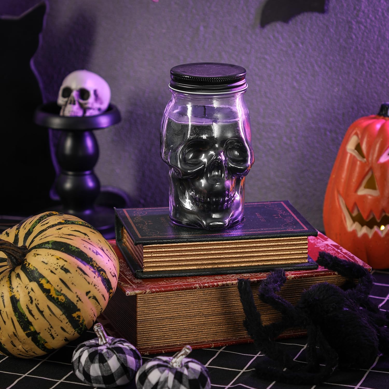 Gothic Skull Candle, Large Skull Candle Halloween Gothic Decorations for Home Table Bar Indoor Room,Scary Halloween Decorations Indoor Black