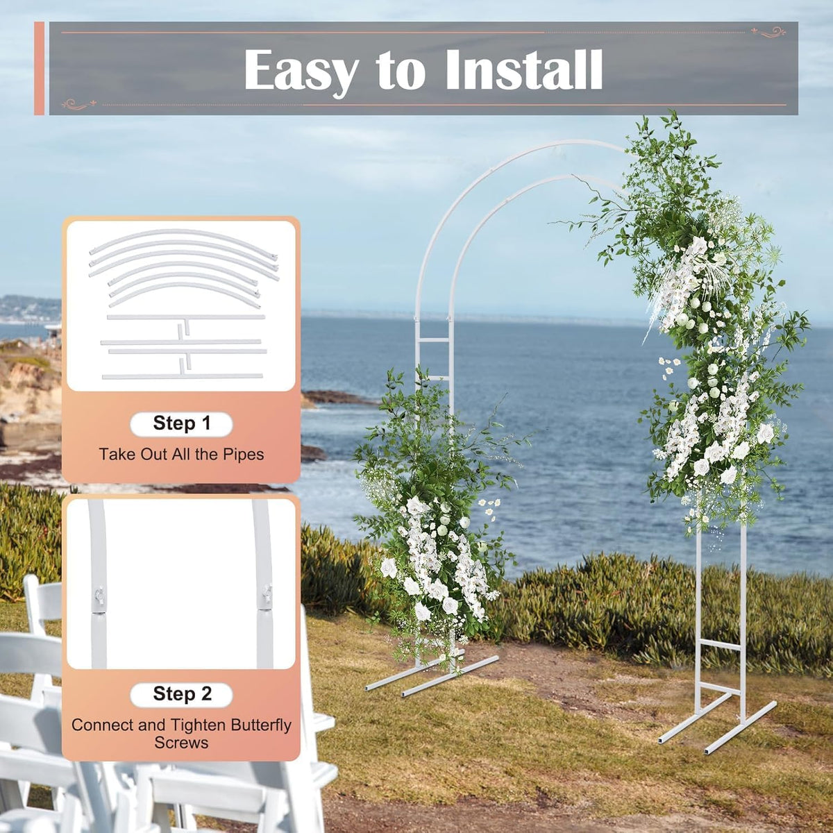 Metal Open Arch Backdrop Stand, 7.2FT Double Arch Backdrop Frame with Base