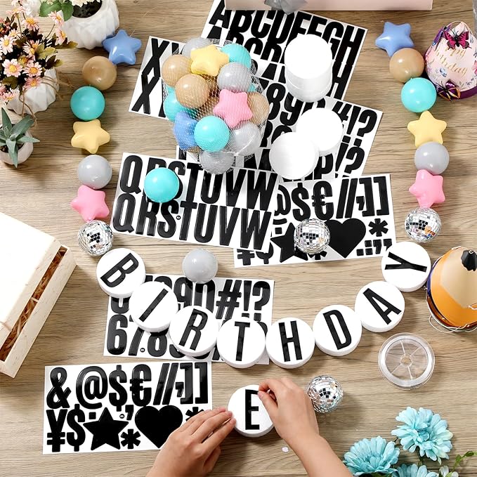 Giant Friendship Bracelet Garland Kit, DIY Birthday Banner with Letters Ball Jumbo Customizable Friendship Bracelet Decor for Halloween Christmas Wedding Party(Macaron Green, Gray, Khaki)