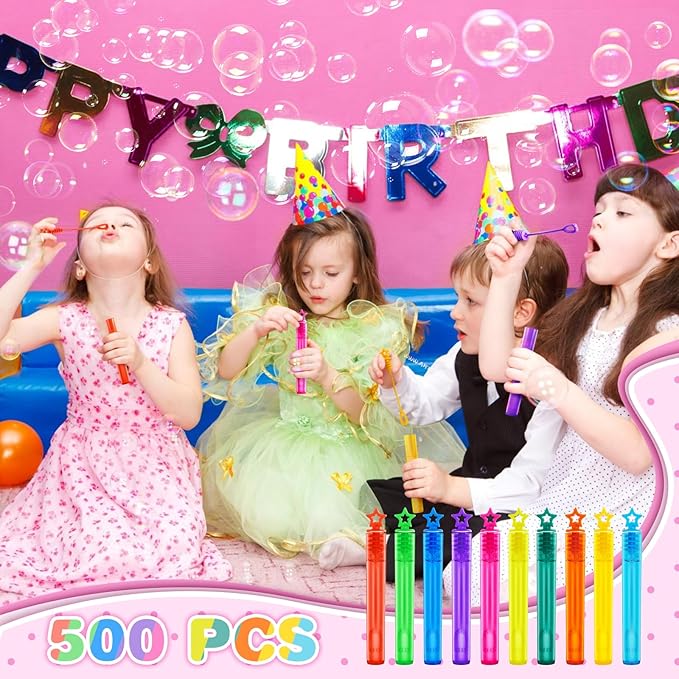 SpringFlower 500 PCS Mini Bubble Wands,Bubble Maker Toys for Kids,Summer Outdoor Bubble Activities,Bubble Party Favors Assortment Toys for Kids Party Favor Supply, Themed Birthday,10 Colors