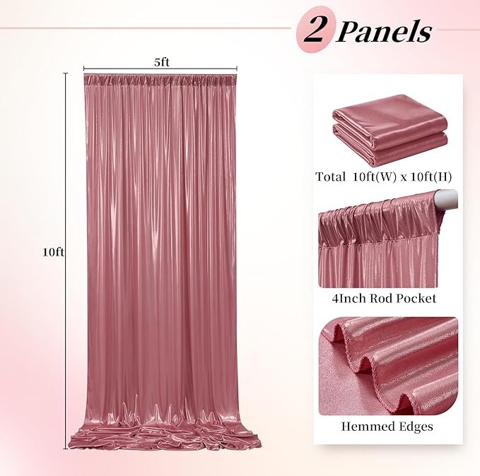 10ftx10ft Rose Gold Sequin Backdrop Curtain for Parties, Wrinkle Free Thick Glitter Sparkle Photo Backdrop Drapes 2 Panels 5x10FT Shimmer Back Drop Cloth for Wedding Birthday Photography Background