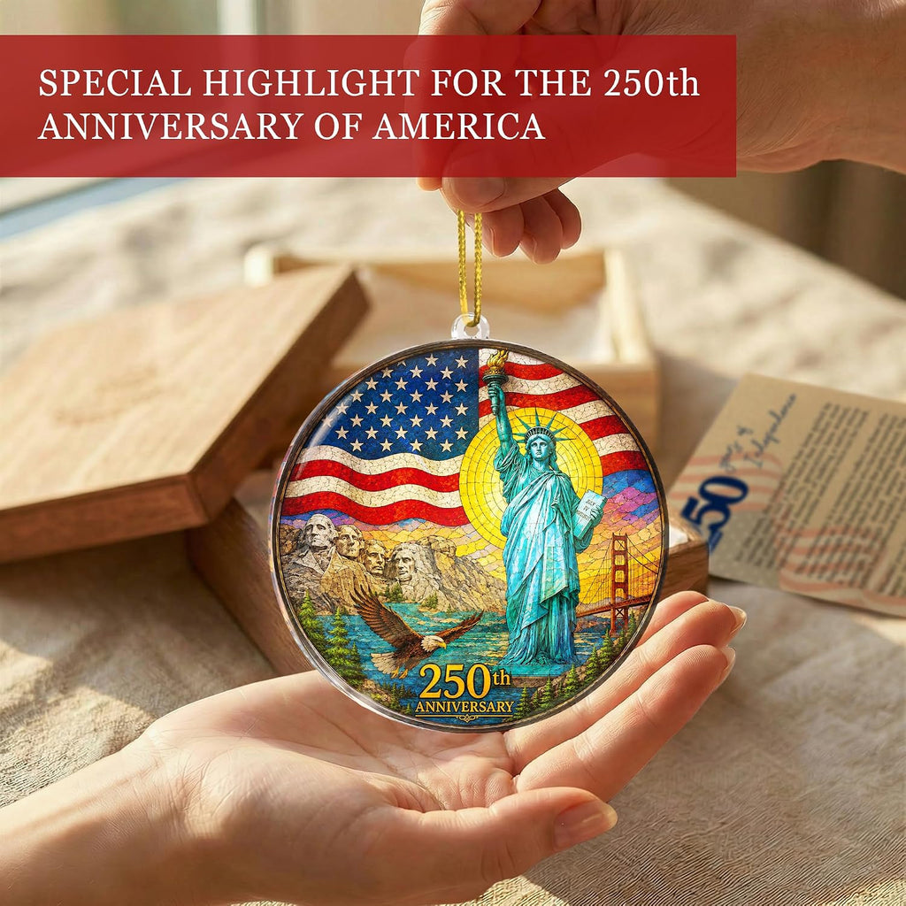 250 Anniversary USA Ornament, 2D Acrylic America Merchandise 250, Christmas in July Decorations, Christmas Decorations, USA 250th Anniversary, USA 250th Birthday Gifts