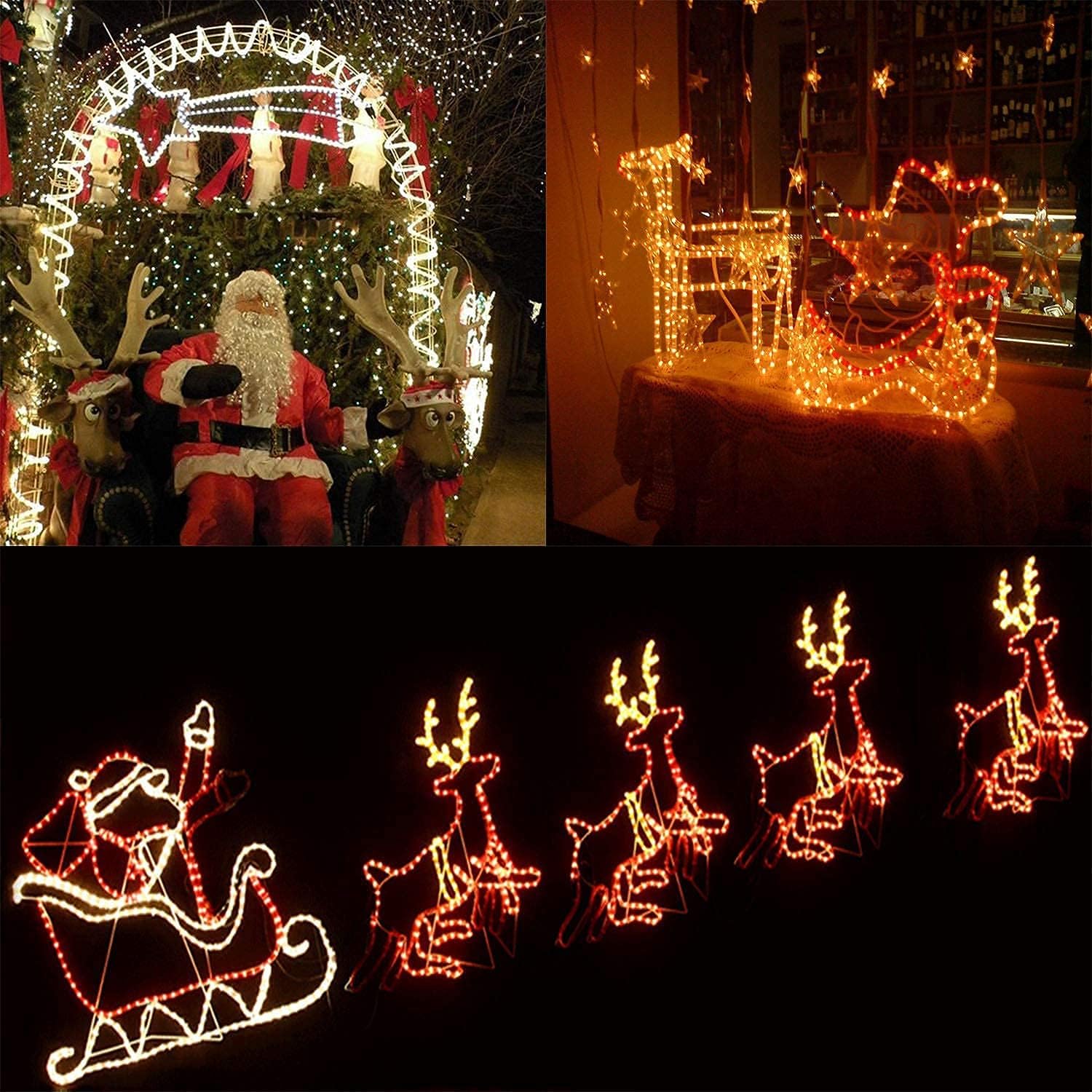 SURNIE LED Rope Lights Outdoor Warm White, Waterproof 50FT Cuttable 3000K Lighting Indoor 110V Connectable Flexible Electric Lights for Christmas Trees Bedroom Outside Patio Decor, Not Flat Strip