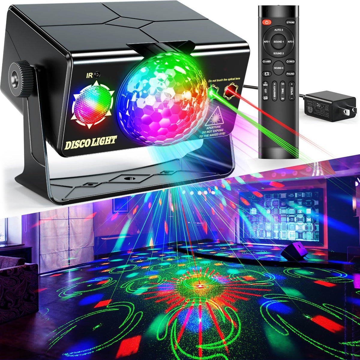 Party Lights Dj Disco Light Disco Ball Stage Strobe Lights LED Projector Soun...