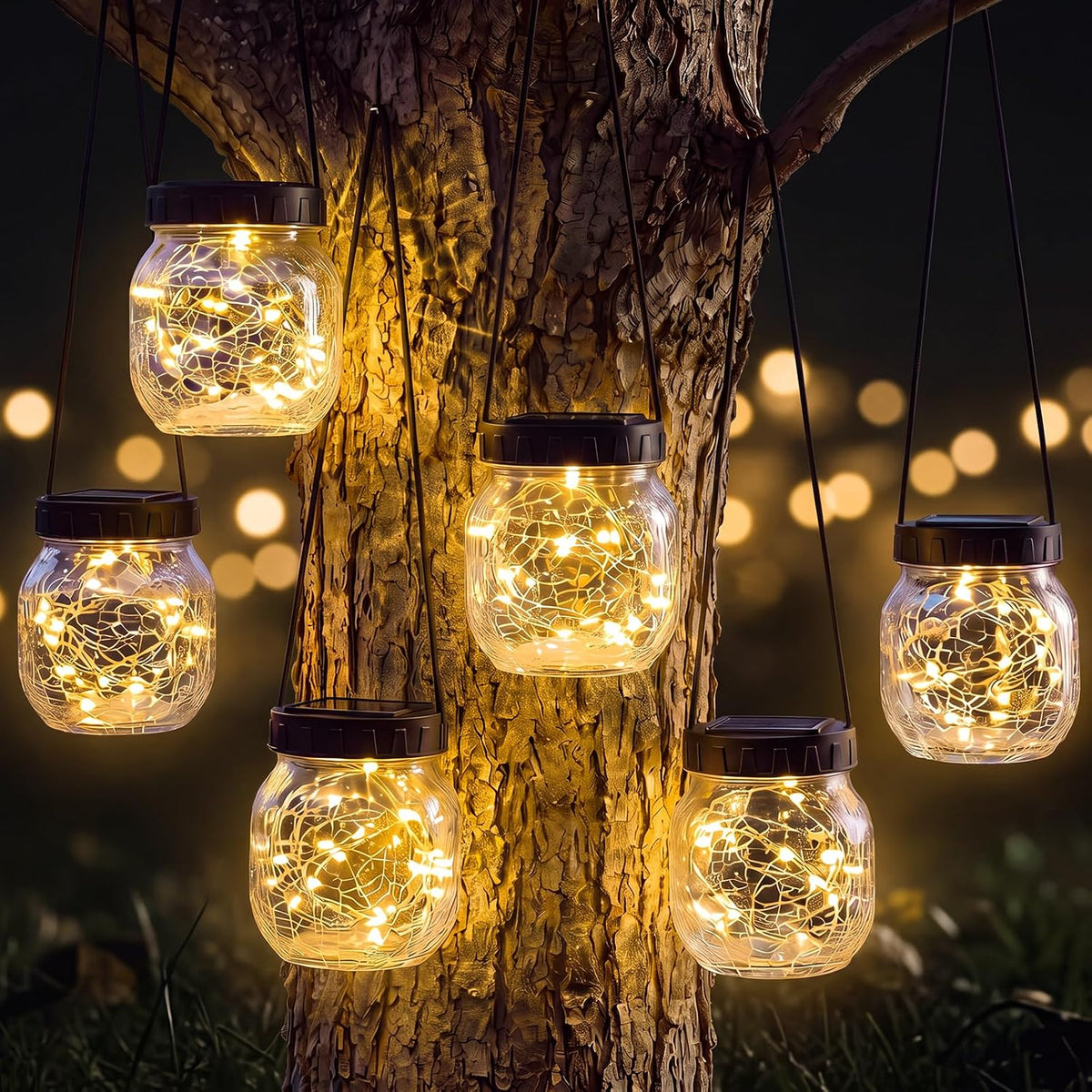 kolpop solar lanterns outdoor waterproof 6 pack, hanging, main product view