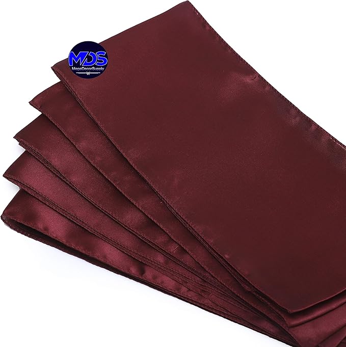 MDS Pack of 25 PCS Satin Chair Sashes Charmeuse Sateen Dining Chair Bows Ribbon Ties Back Sash for Wedding Party Birthday Home Hotel Restaurant Banquet Decoration (7 x 108 Inch, Maroon)